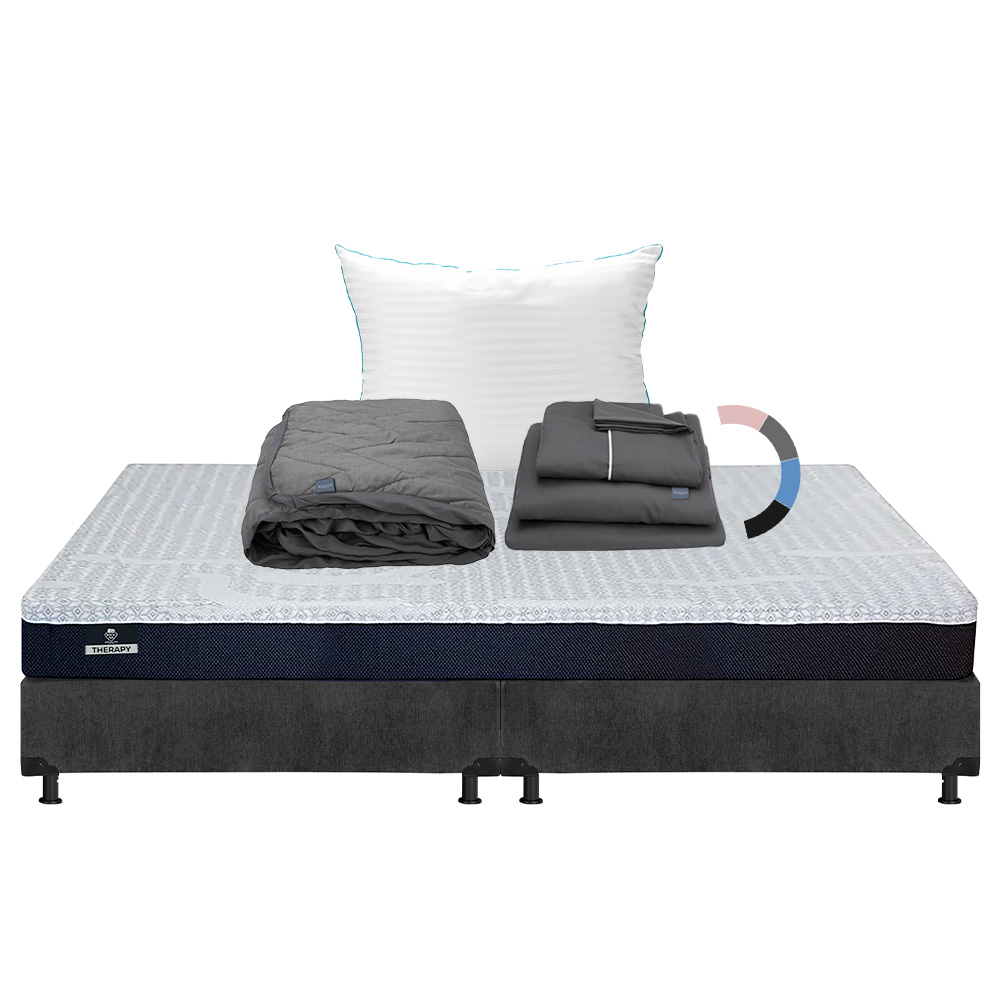 Foto 1 | Colchón Spring Air Therapy Color Gris Carbon King Size  + Box + Almohada Royal + Protector Lux + Sábanas Royal