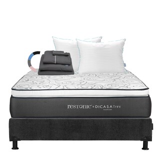 Foto 1 | Colchón Dicasa Trini Color Gris Carbon Matrimonial + Box + Almohada Royal Twin + Sábanas Royal