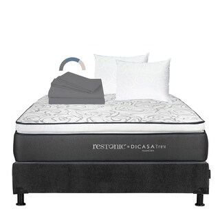 Foto 1 | Colchón Dicasa Trini Color Gris Carbon Matrimonial + Box + Almohada Oso 2 + Sábanas Basic