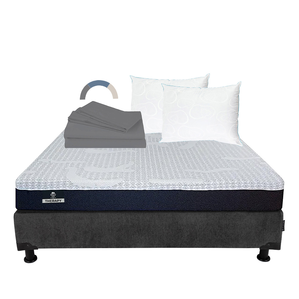 Foto 1 | Colchón Spring Air Therapy Color Gris Carbon Matrimonial  + Box + Almohada Oso 2 + Sábanas Basic