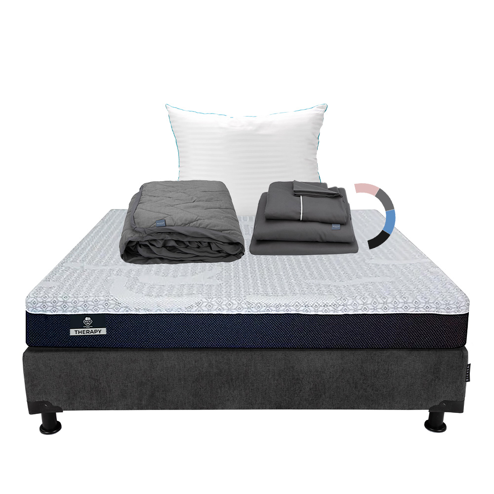 Foto 1 | Colchón Spring Air Therapy Color Gris Carbon Matrimonial  + Box + Almohada Royal + Protector Lux + Sábanas Royal