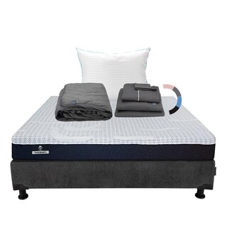 Foto 1 | Colchón Spring Air Therapy Color Gris Carbon Matrimonial + Box + Almohada Royal + Protector Lux + Sábanas Royal