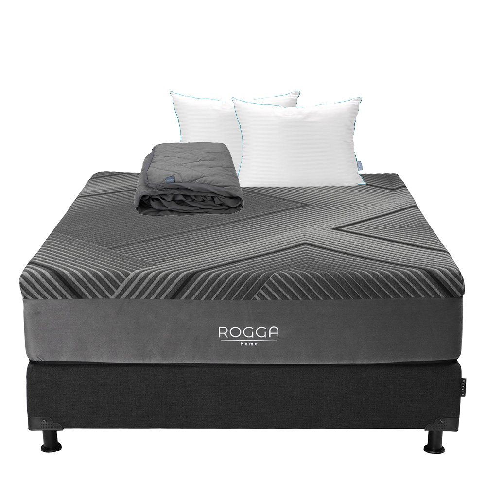 Foto 1 | Colchón Rogga Color Negro Matrimonial  + Box + Almohada Royal Twin + Protector Lux