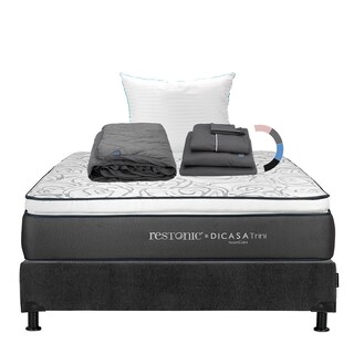 Foto 1 | Colchón Dicasa Trini Color Gris Carbon Matrimonial + Box + Almohada Royal + Protector Lux + Sábanas Royal