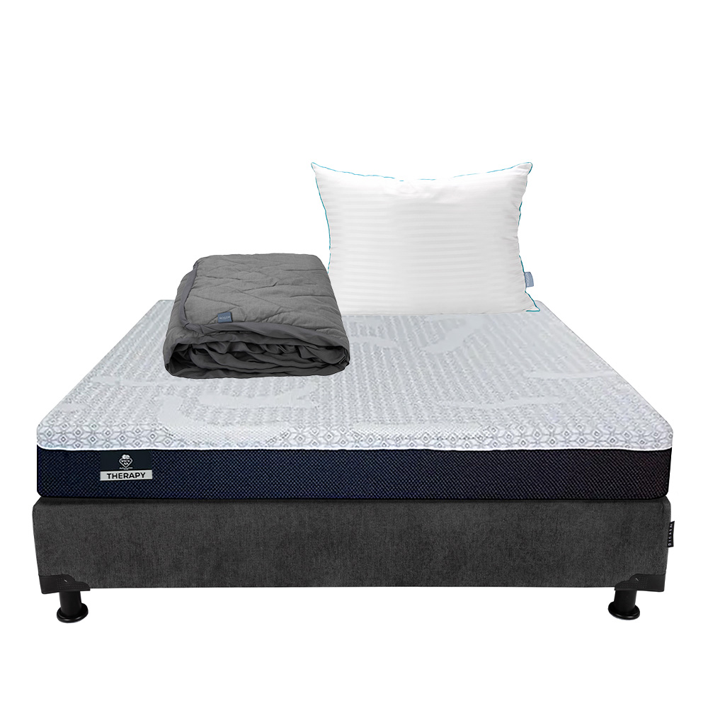 Foto 1 | Colchón Spring Air Therapy Color Gris Carbon Queen Size  + Box + Almohada Royal + Protector Lux