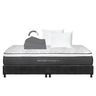 Foto 1 | Colchón Dicasa Trini Color Gris Carbon King Size + Box + Almohada Oso 2 + Sábanas Basic