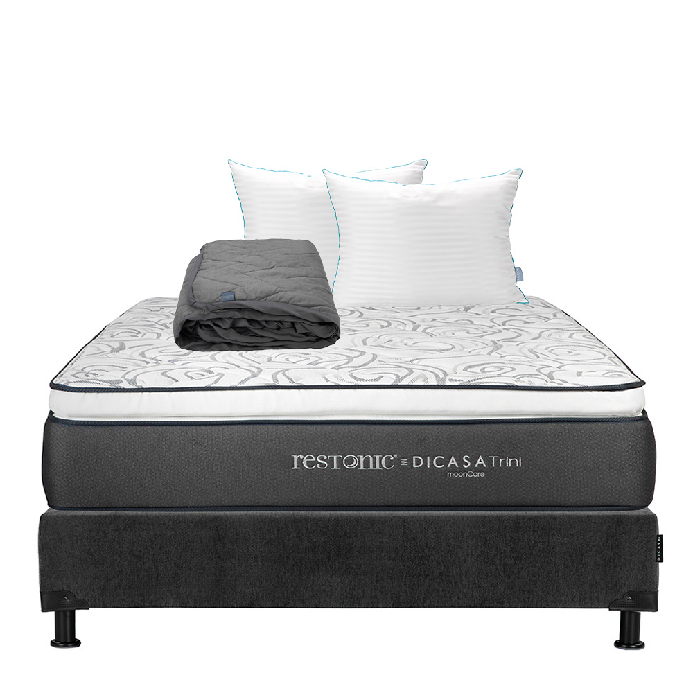 Foto 1 | Colchón Dicasa Trini Color Gris Carbon Matrimonial  + Box + Almohada Royal Twin + Protector Lux