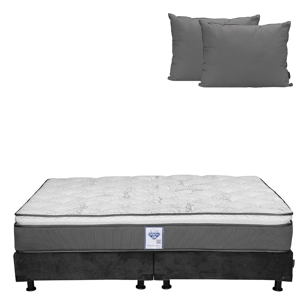 Foto 1 | Colchón Spring Air Prestige King Size + Box Dicasa Color Gris Carbón + Almohada 2 Pack