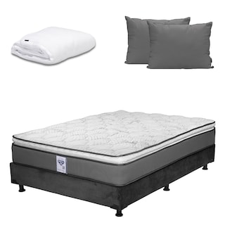 Foto 1 | Colchón Spring Air Prestige Individual + Box Dicasa Color Gris Carbón + Almohada 2 Pack + Protector De Colchón Cloud