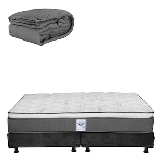 Foto 1 | Colchón Spring Air Prestige King Size + Box Dicasa Color Gris Carbón + Edredón Homy