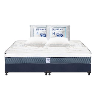 Foto 1 | Colchón Spring Air Cantabria Color Azul King Size + Box Dicasa Azul + 2 Almohadas Osos