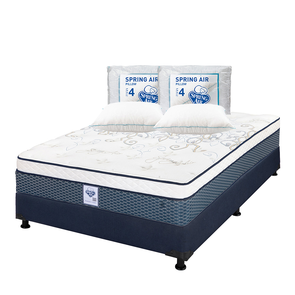 Foto 1 | Colchón Spring Air Cantabria Color Azul Matrimonial + Box Dicasa Azul + 2 Almohadas Osos