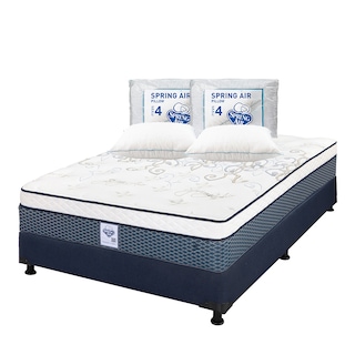Foto 1 | Colchón Spring Air Cantabria Color Azul Matrimonial + Box Dicasa Azul + 2 Almohadas Osos
