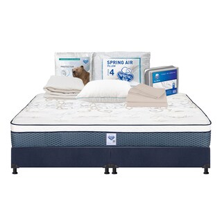 Foto 1 | Colchón Spring Air Cantabria King Size Azul + Box Dicasa Azul + Almohada Osos + Protector Ultra + Sábanas Basic