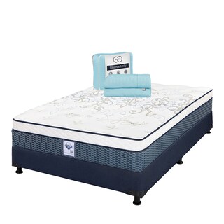 Foto 1 | Colchón Spring Air Cantabria Color Azul Queen Size + Box Dicasa Azul + Sábanas Trinity