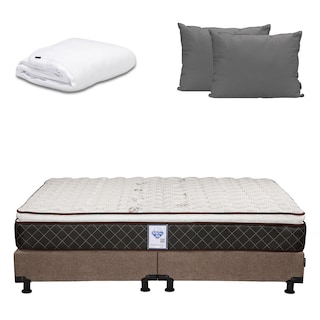 Foto 1 | Colchón Spring Air Minesota King Size + Box Dicasa Café + Almohada 2 Pack + Protector Cloud