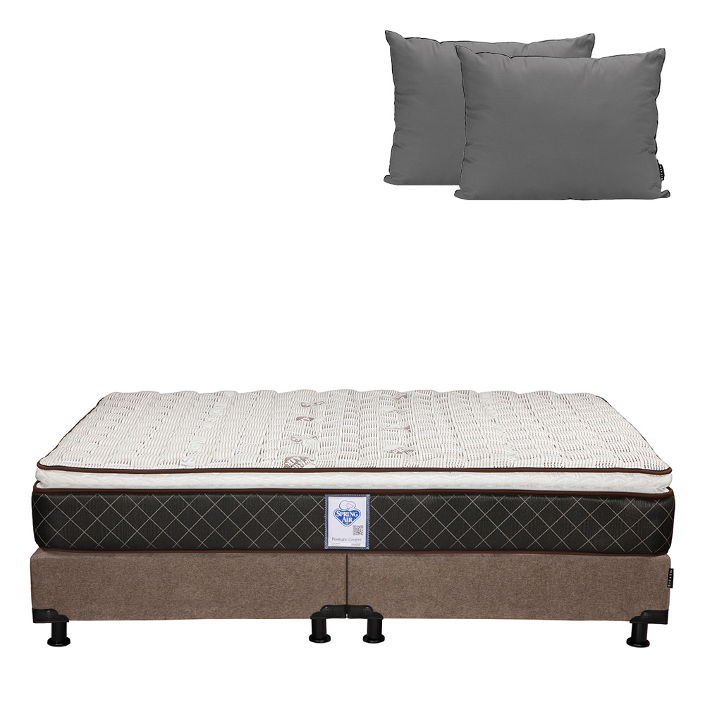 Foto 1 | Colchón Spring Air Minesota King Size + Box Dicasa Café + Almohada 2 Pack
