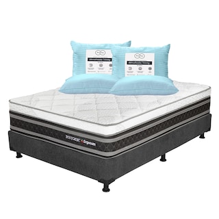 Foto 1 | Colchón Restonic Ergosum Color Negro Matrimonial + Box Dicasa Gris+ 2 Almohadas Trinity
