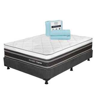 Foto 1 | Colchón Restonic Ergosum Queen Size Color Negro + Box Dicasa Gris + Sábanas Trinity
