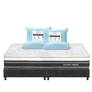 Foto 1 | Colchón Restonic Ergosum Color Negro King Size + Box Dicasa Gris + 2 Almohadas Trinity