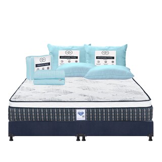 Foto 1 | Colchón Spring Air Cardona Azul King Size + Box Dicasa Azul + 2 Almohadas Trinity + Sábanas Trinity