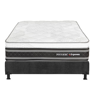 Foto 2 | Colchón Restonic Ergosum Negro Queen Size + Box Gris + 2 Almohadas Osos + Protector Ultra + Sábanas Basic