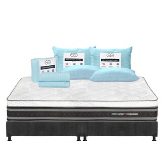 Foto 1 | Colchón Restonic Ergosum Color Negro King Size + Box Dicasa Gris + 2 Almohadas Trinity + Sábanas Trinity