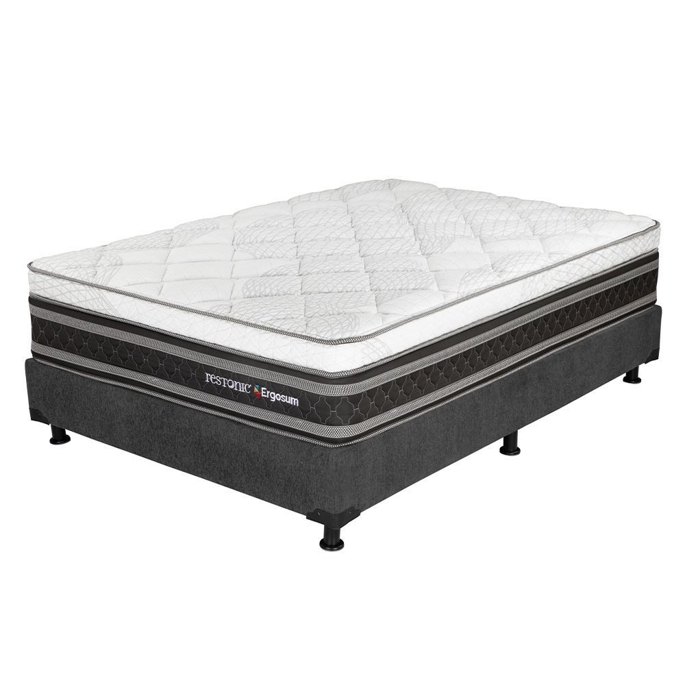 Foto 4 | Colchón Restonic Ergosum Color Negro King Size + Box Dicasa Gris + 2 Almohadas Trinity + Sábanas Trinity