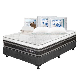 Foto 1 | Colchón Restonic Ergosum Matrimonial + Box Dicasa Gris + 2 Almohadas Osos + Protector Ultra