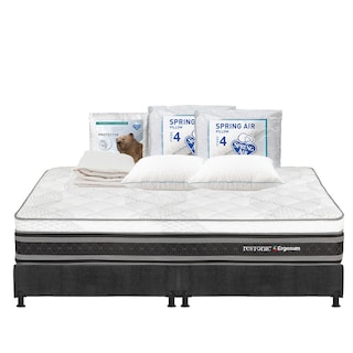 Foto 1 | Colchón Restonic Ergosum King Size + Box Dicasa Gris + 2 Almohadas Osos + Protector Ultra