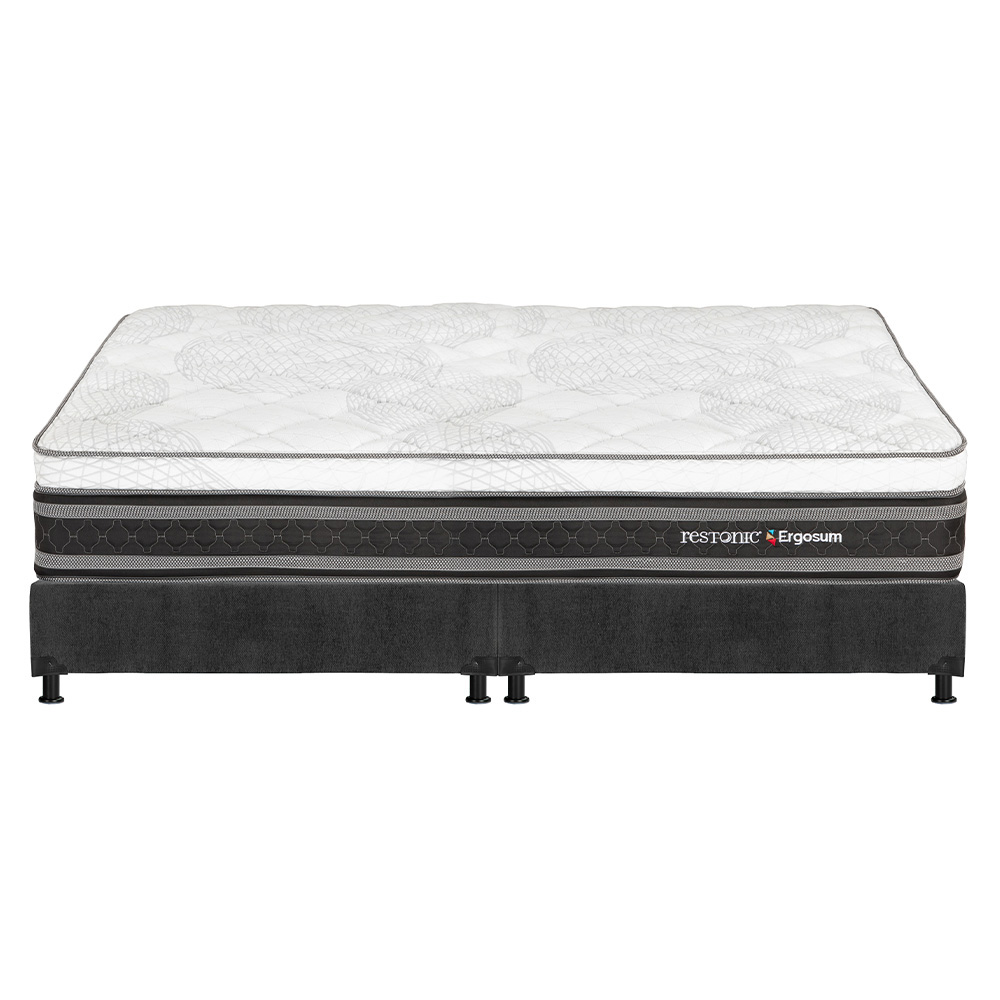 Foto 2 | Colchón Restonic Ergosum King Size + Box Dicasa Gris + 2 Almohadas Osos + Protector Ultra
