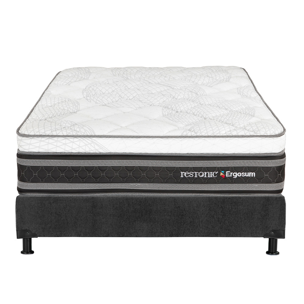 Foto 2 | Colchón Restonic Ergosum Queen Size + Box Dicasa Gris + 2 Almohadas Osos + Protector Ultra
