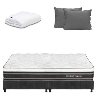 Foto 1 | Colchón Restonic Ergosum Box Color Gris Carbon King Size + Box + Almohada 2pack + Protector Cloud