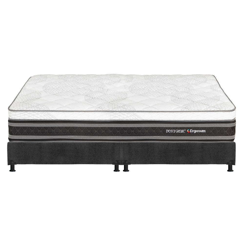 Foto 2 | Colchón Restonic Ergosum Box Color Gris Carbon King Size + Box + Almohada 2pack + Protector Cloud