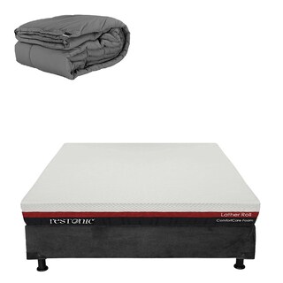 Foto 1 | Colchón Restonic Roll Box Color Gris Carbon Queen Size + Box + Edredón Homy