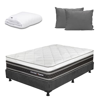 Foto 1 | Colchón Restonic Ergosum Box Color Gris Carbon Matrimonial + Box + Almohada 2pack + Protector Cloud