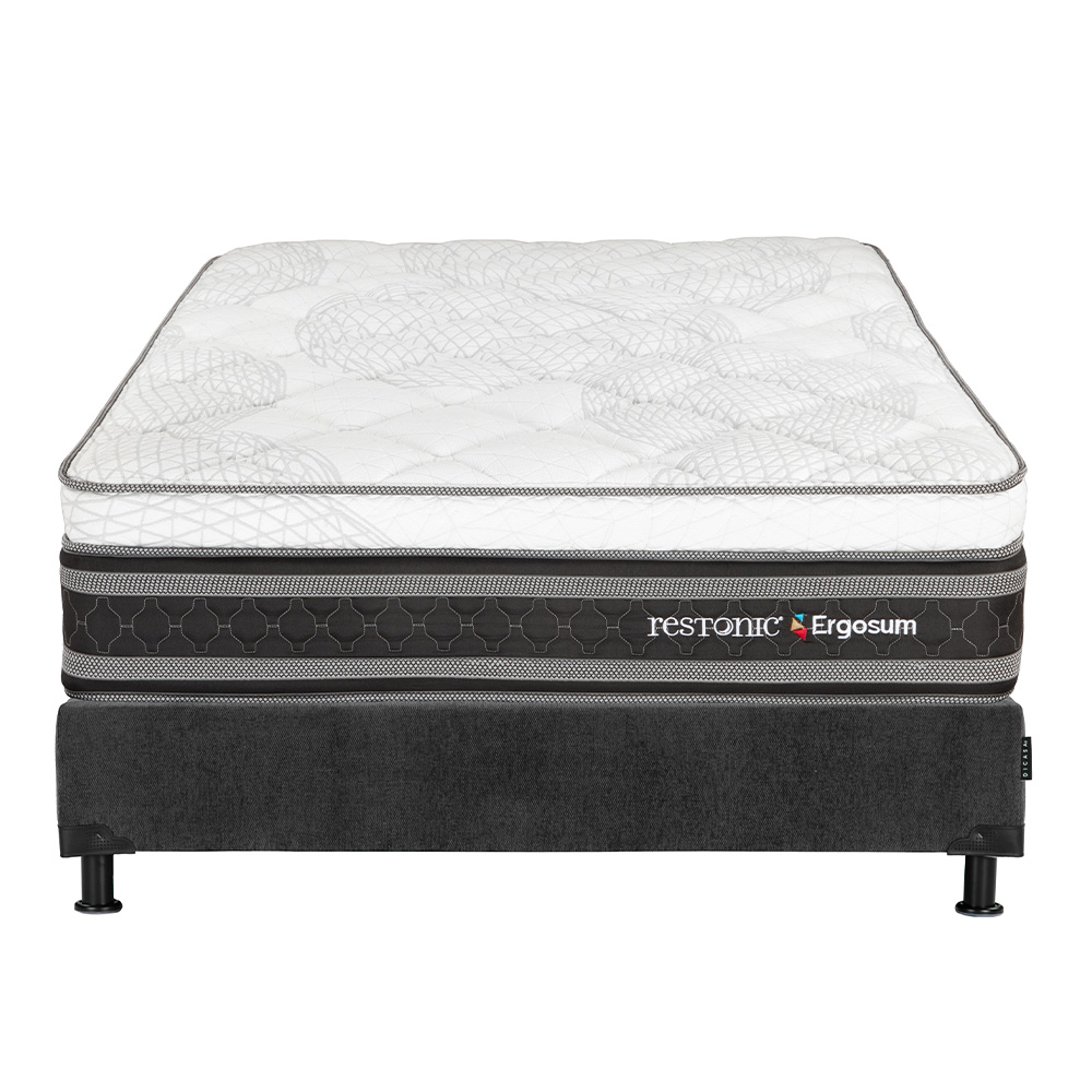 Foto 2 | Colchón Restonic Ergosum Box Color Gris Carbon Matrimonial + Box + Almohada 2pack + Protector Cloud