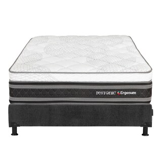 Foto 2 | Colchón Restonic Ergosum Box Color Gris Carbon Matrimonial + Box + Almohada 2pack + Protector Cloud