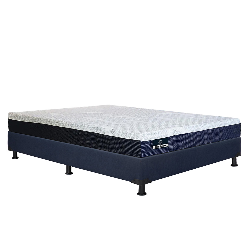 Foto 3 | Colchón Spring Air Therapy Color Azul Queen Size + Box Dicasa Azul + 2 Almohadas Trinity