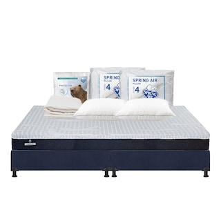 Foto 1 | Colchón Spring Air Therapy Color Azul King Size + Box Dicasa Azul + 2 Almohadas Osos + Protector Ultra