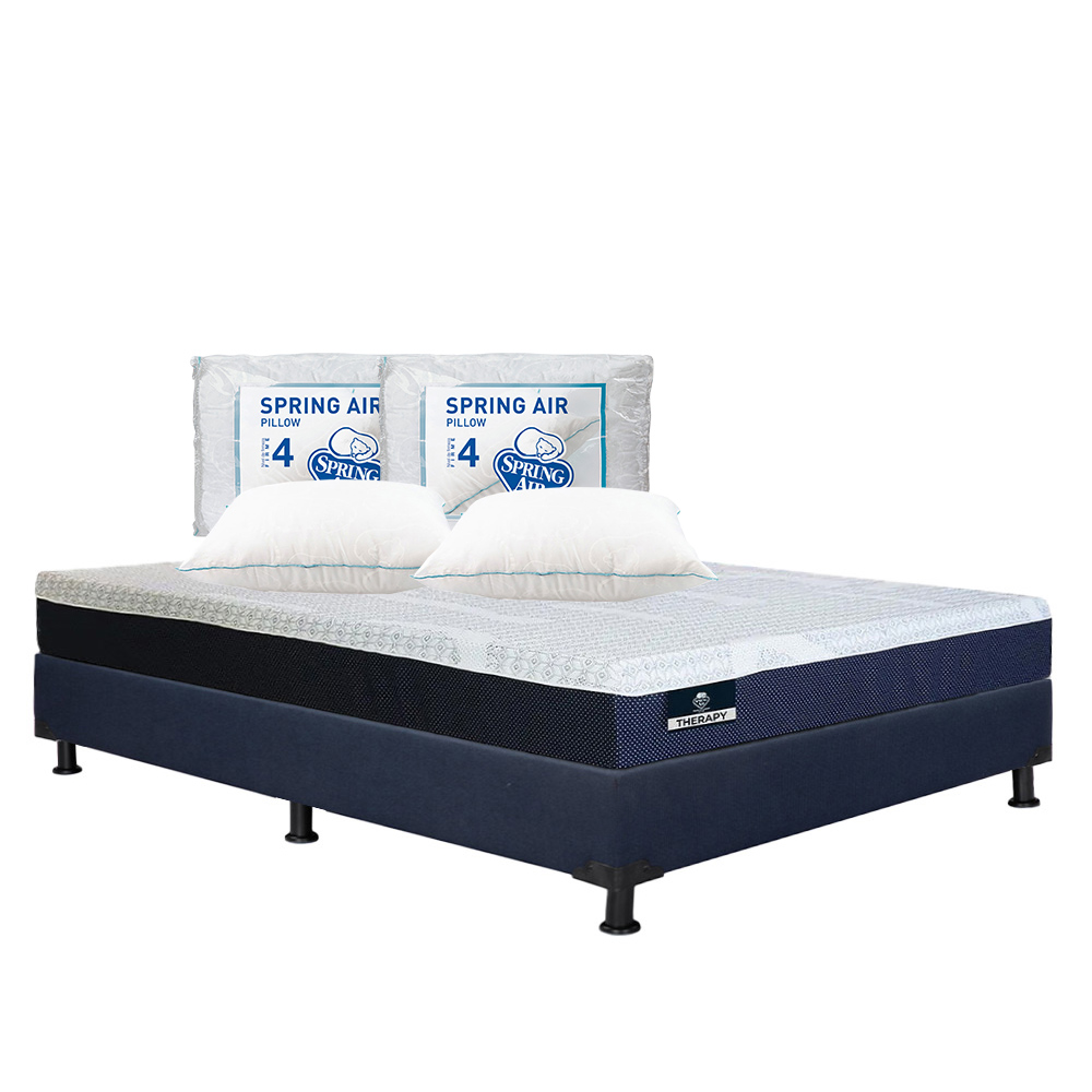 Foto 1 | Colchón Spring Air Therapy Color Azul Queen Size + Box Dicasa Azul + 2 Almohadas Osos