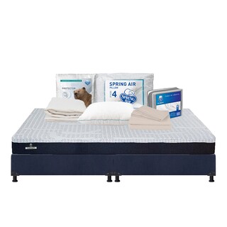 Foto 1 | Colchón Spring Air Therapy Color Azul King Size + Box Dicasa Azul + Almohada Osos + Protector Ultra + Sábanas Basic