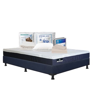 Foto 1 | Colchón Spring Air Therapy Color Azul Quee Size + Box Dicasa Azul + Almohada Osos + Protector Ultra + Sábanas Basic