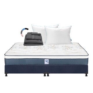 Foto 1 | Colchón Dicasa Cantabria Color Azul King Size + Box + Almohada Royal Twin + Sábanas Royal