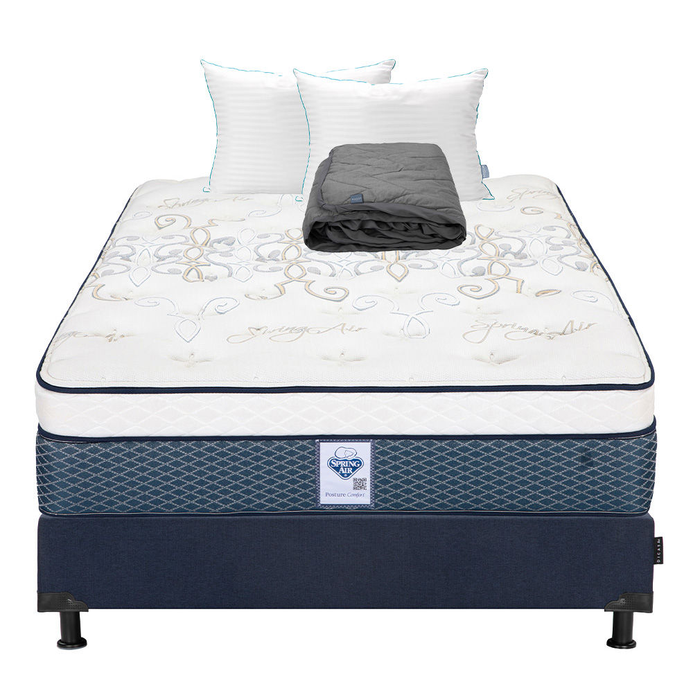 Foto 1 | Colchón Dicasa Cantabria Color Azul Queen Size + Box + Almohada Royal Twin + Protector Lux