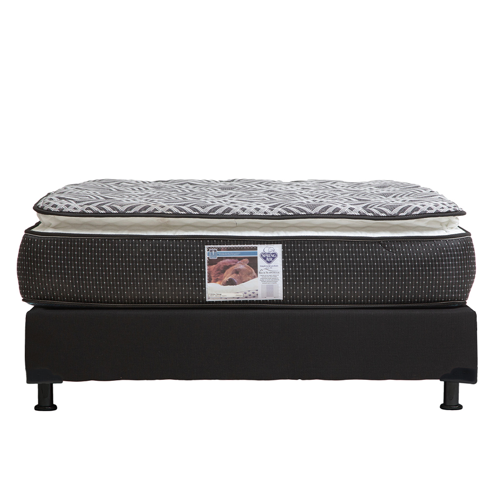 Foto 2 | Colchón Spring Air Omega Matrimonial + Box Dicasa Color Negro + 2 Almohadas Trinity
