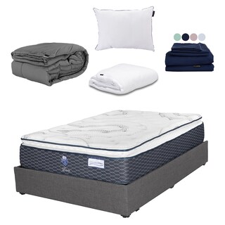 Foto 1 | Colchón Srpring Air Dover Matrimonial + Base Cama Gris Oscuro + Protector Cloud + Sábanas Softy + Edredón Homy