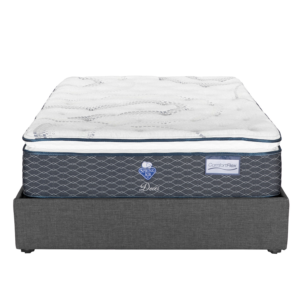 Foto 2 | Colchón Srpring Air Dover Matrimonial + Base Cama Gris Oscuro + Protector Cloud + Sábanas Softy + Edredón Homy