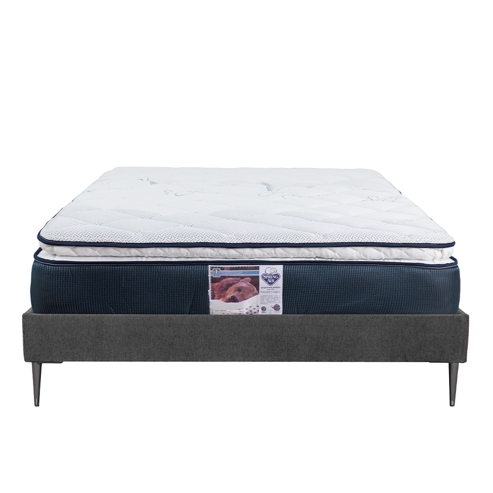 Foto 3 pulgar | Colchón Srpring Air Monaco Queen Size + Base Cama Slim Gris Carbon + Protector Cloud + Sábanas Softy + Edredón Homy