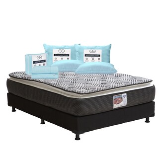 Foto 1 | Colchón Spring Air Omega Queen Size + Box Dicasa Color Negro + 2 Almohadas Trinity + Sábanas Trinity